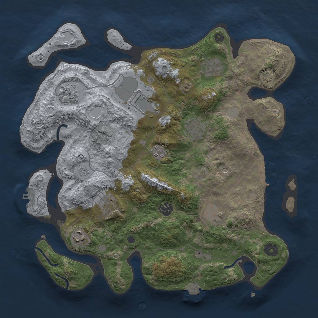 Rust Map: Procedural Map, Size: 3500, Seed: 387143497, 17 Monuments