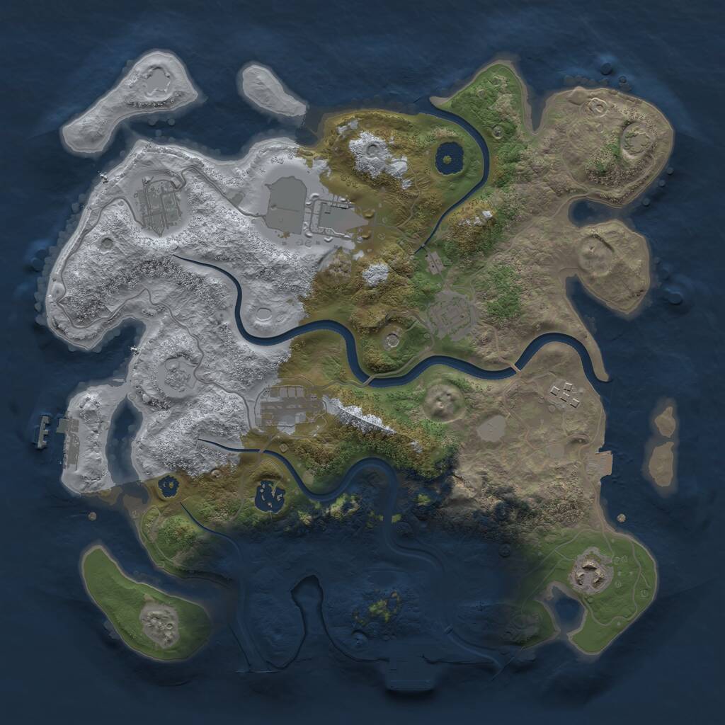 Rust Map: Procedural Map, Size: 3500, Seed: 387143497, 13 Monuments