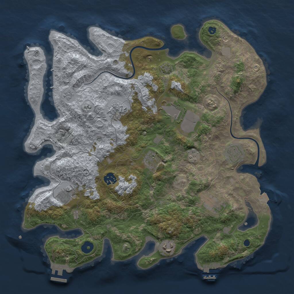 Rust Map: Procedural Map, Size: 3700, Seed: 68118832, 15 Monuments