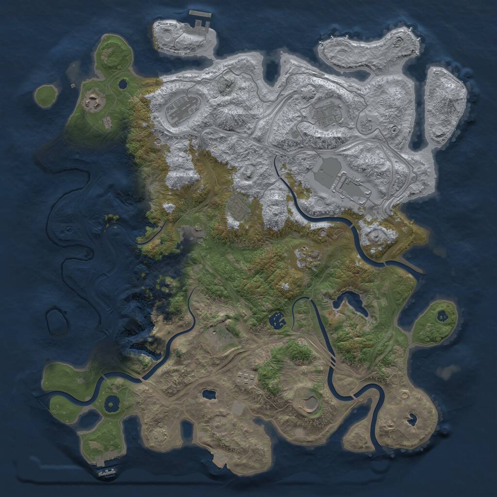 Rust Map: Procedural Map, Size: 4500, Seed: 119731605, 17 Monuments