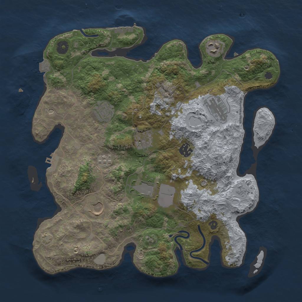 Rust Map: Procedural Map, Size: 3500, Seed: 121512, 16 Monuments