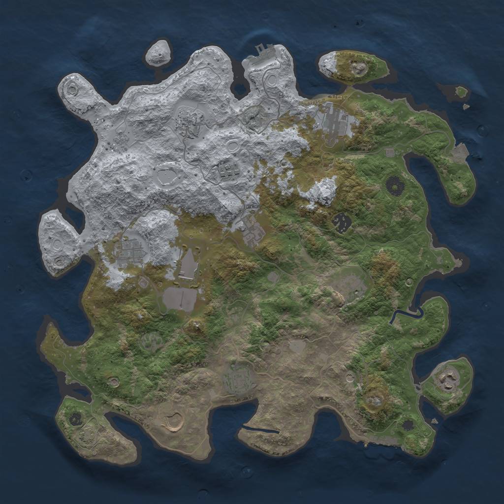 Rust Map: Procedural Map, Size: 3950, Seed: 98270965, 19 Monuments