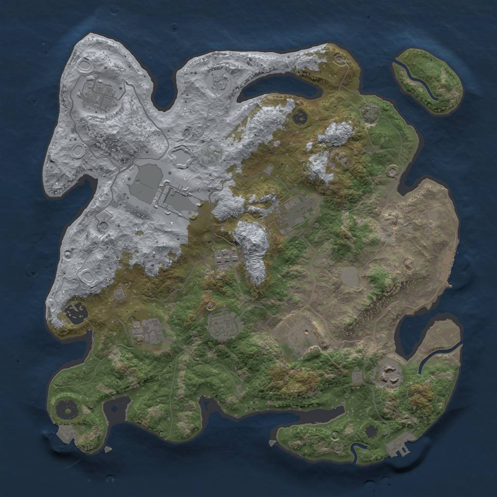 Rust Map: Procedural Map, Size: 3500, Seed: 98581508, 17 Monuments