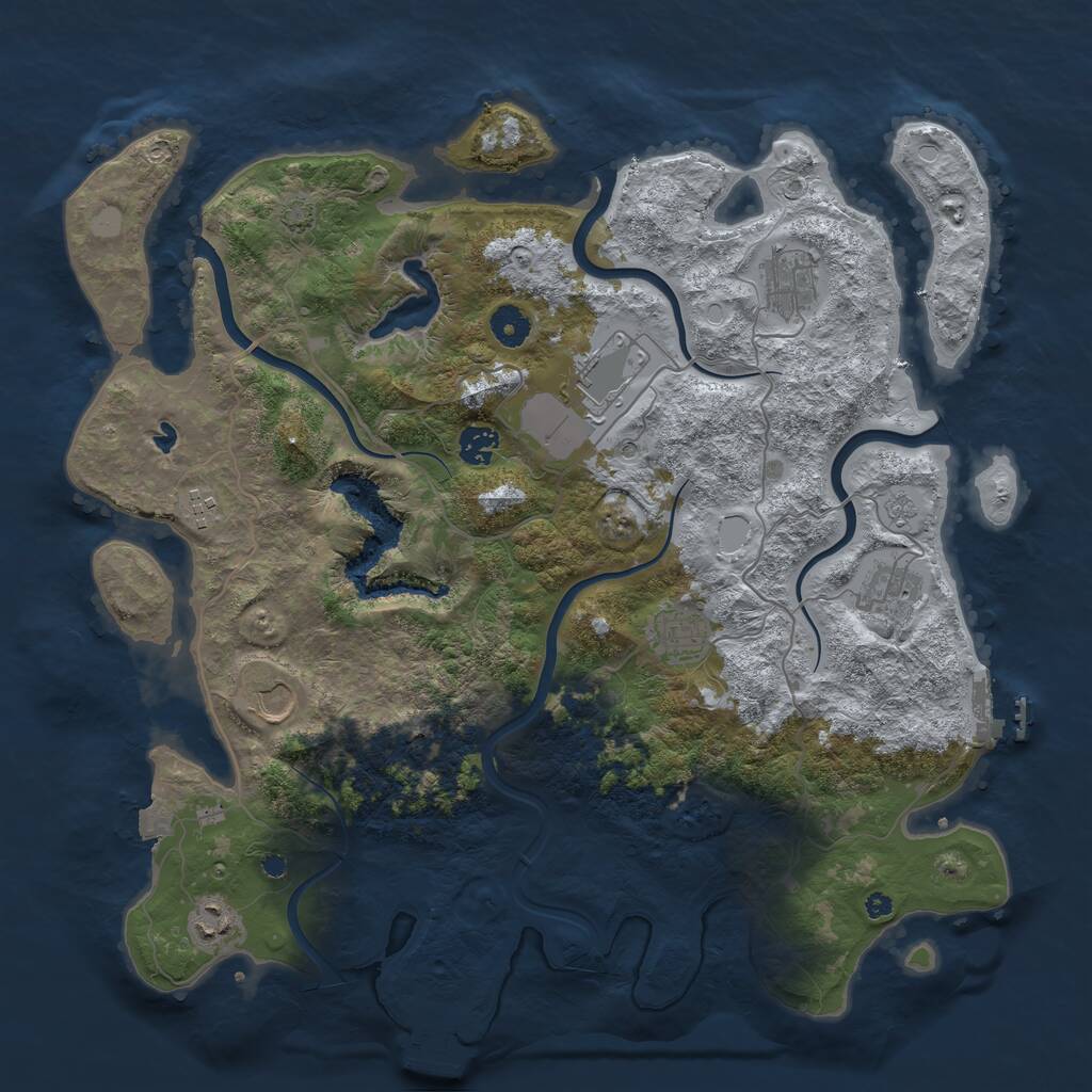 Rust Map: Procedural Map, Size: 4100, Seed: 11998923, 14 Monuments