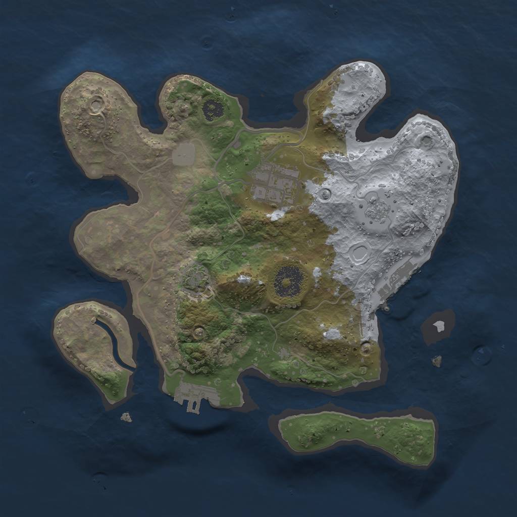Rust Map: Procedural Map, Size: 2500, Seed: 448335304, 8 Monuments