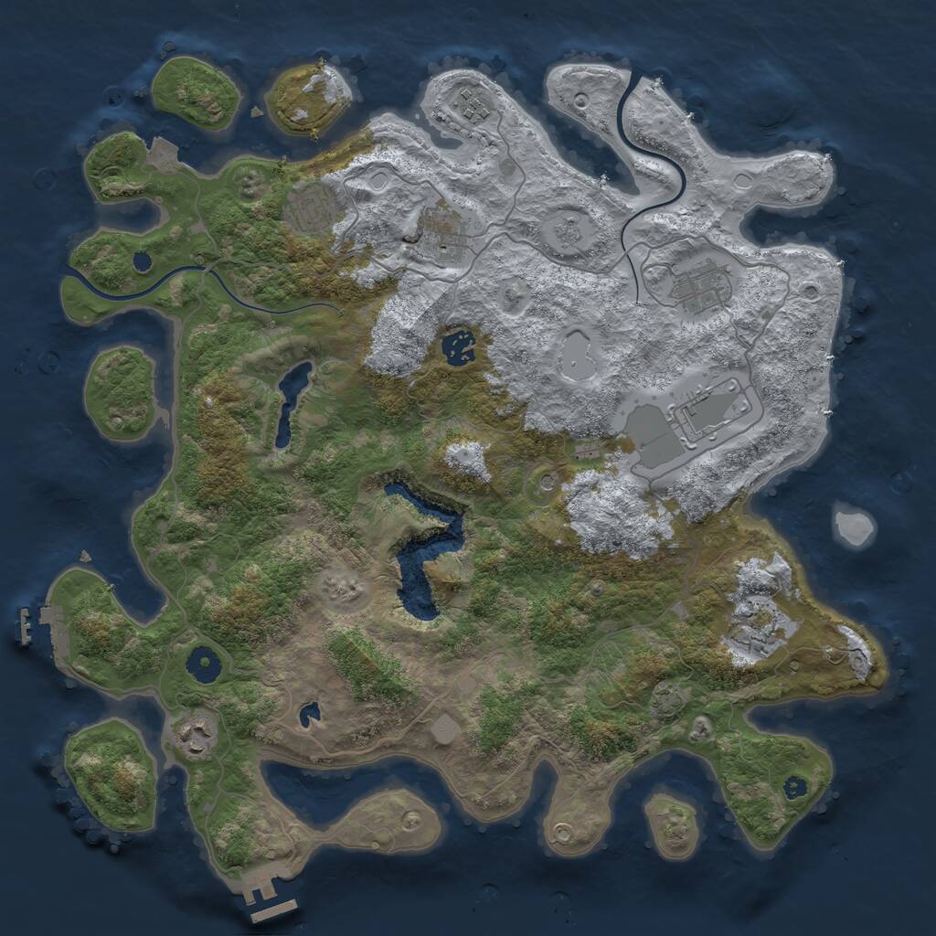 Rust Map: Procedural Map, Size: 4000, Seed: 142948182, 14 Monuments