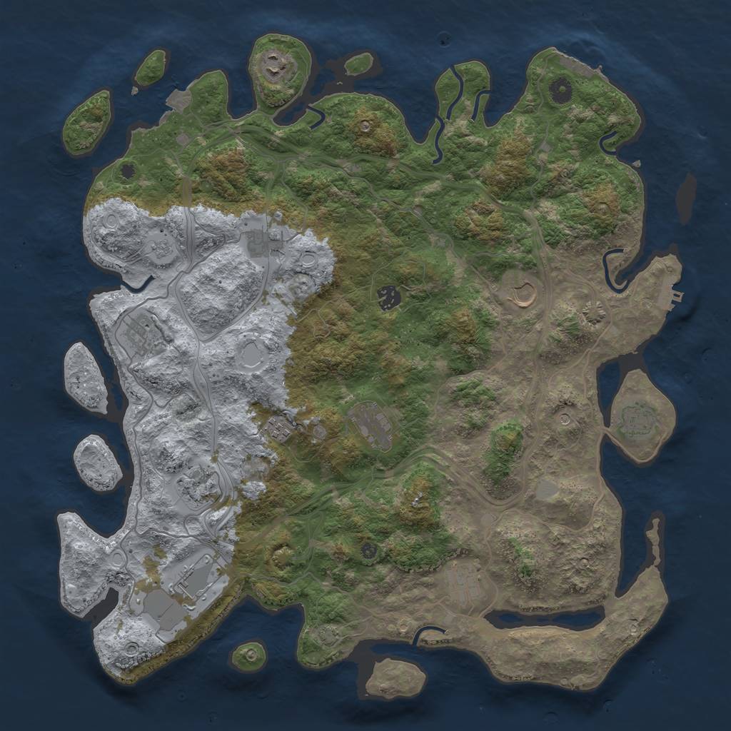 Rust Map: Procedural Map, Size: 4500, Seed: 1731328194, 19 Monuments