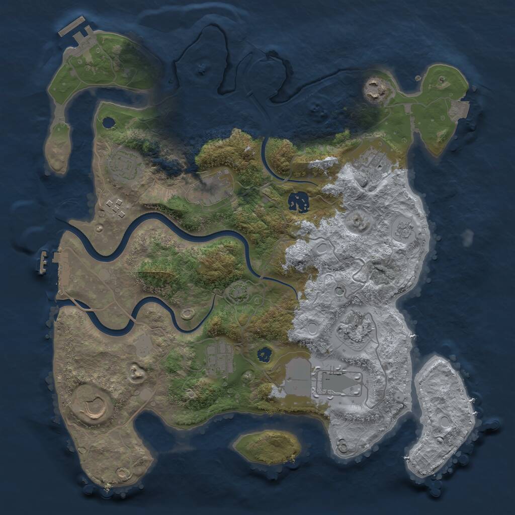 Rust Map: Procedural Map, Size: 3500, Seed: 1878829401, 16 Monuments