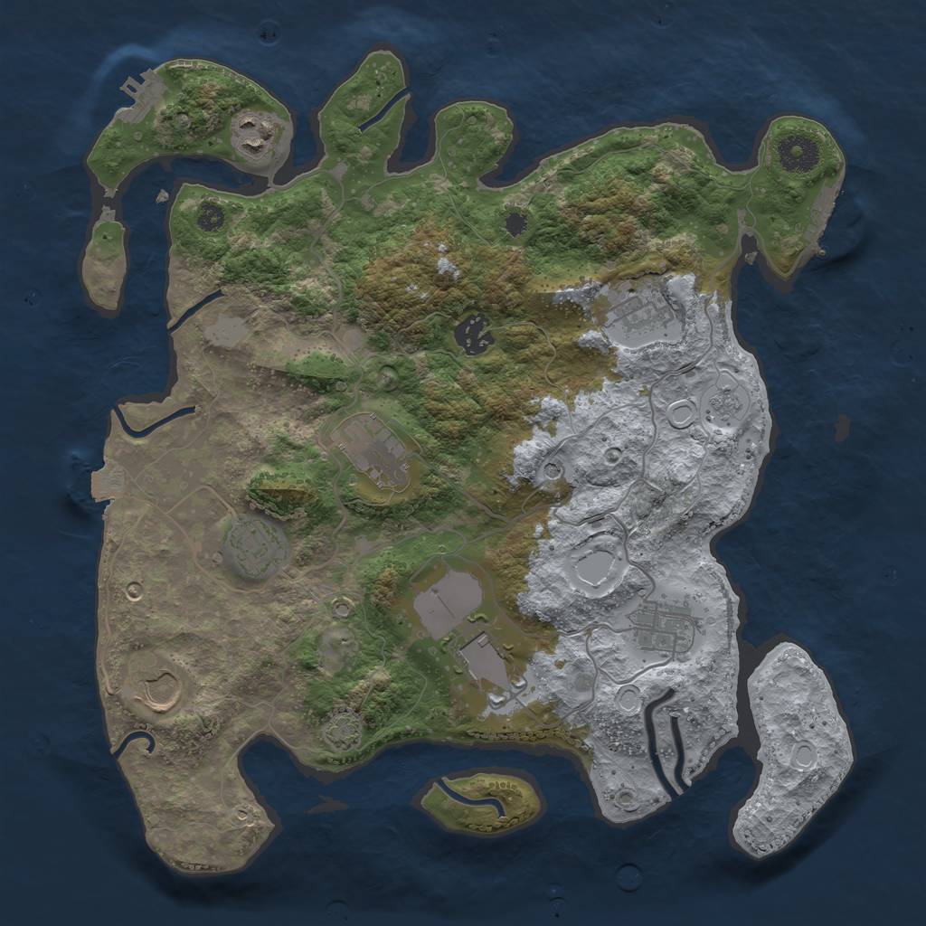 Rust Map: Procedural Map, Size: 3500, Seed: 1878829401, 16 Monuments