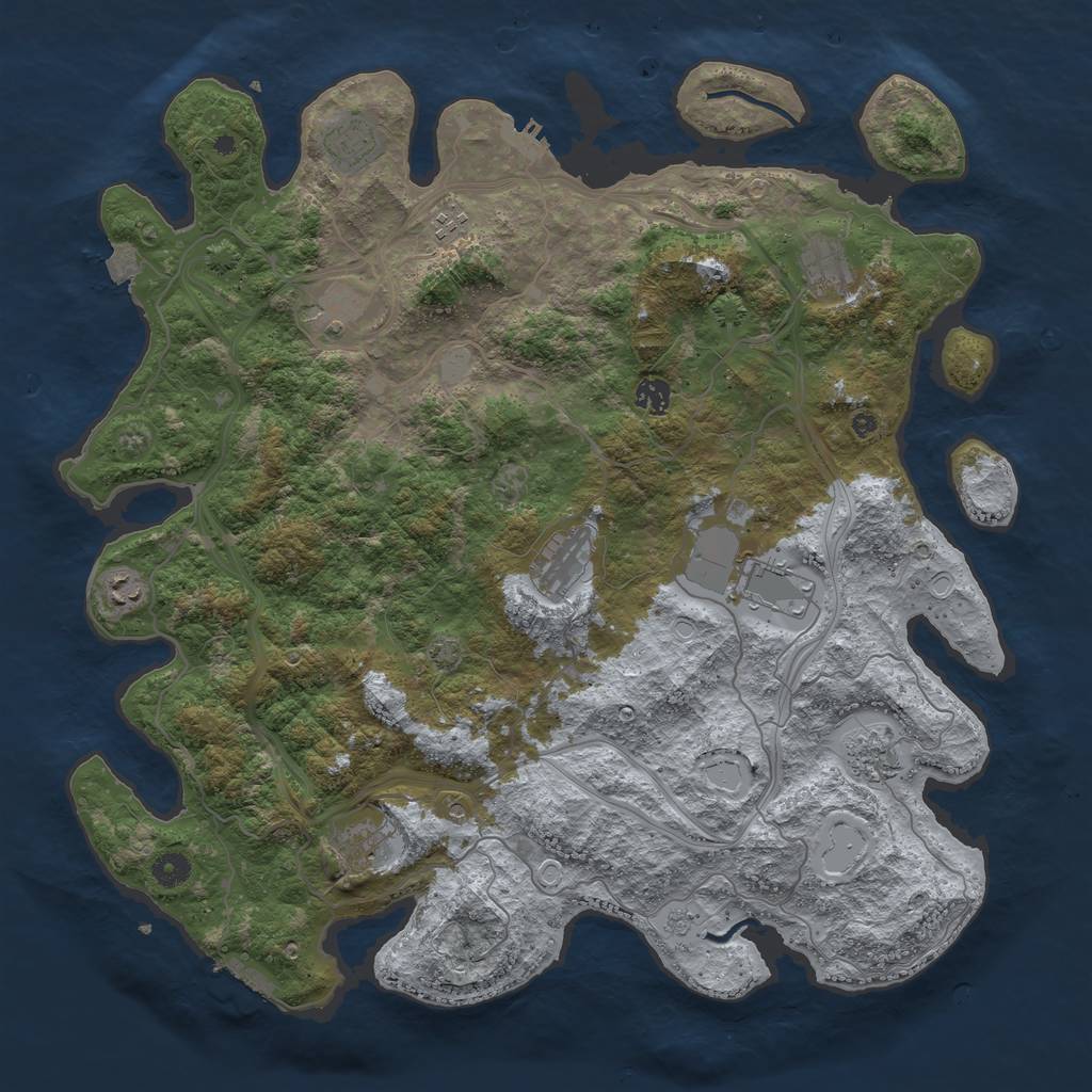 Rust Map: Procedural Map, Size: 4500, Seed: 428181669, 18 Monuments
