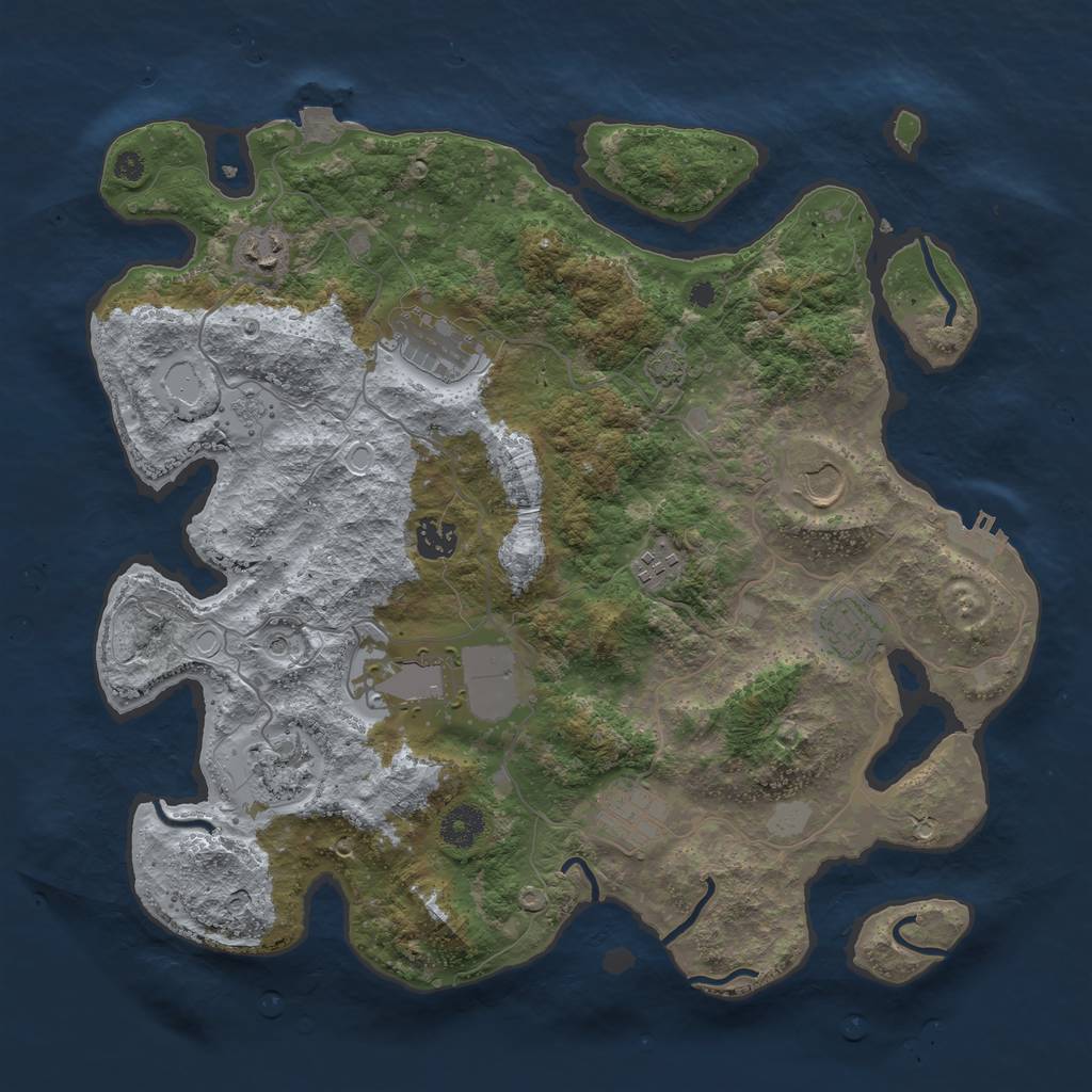 Rust Map: Procedural Map, Size: 3800, Seed: 1285086653, 16 Monuments