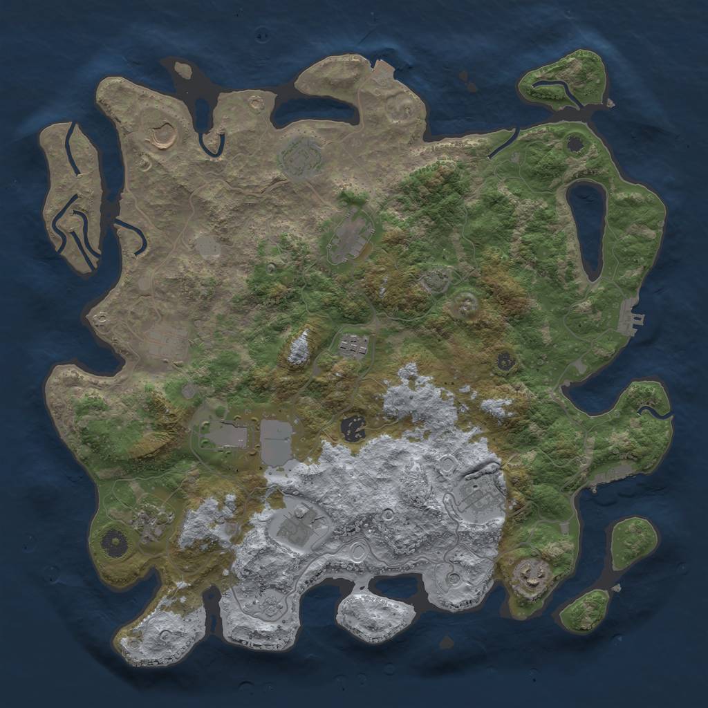 Rust Map: Procedural Map, Size: 3999, Seed: 1111111, 19 Monuments