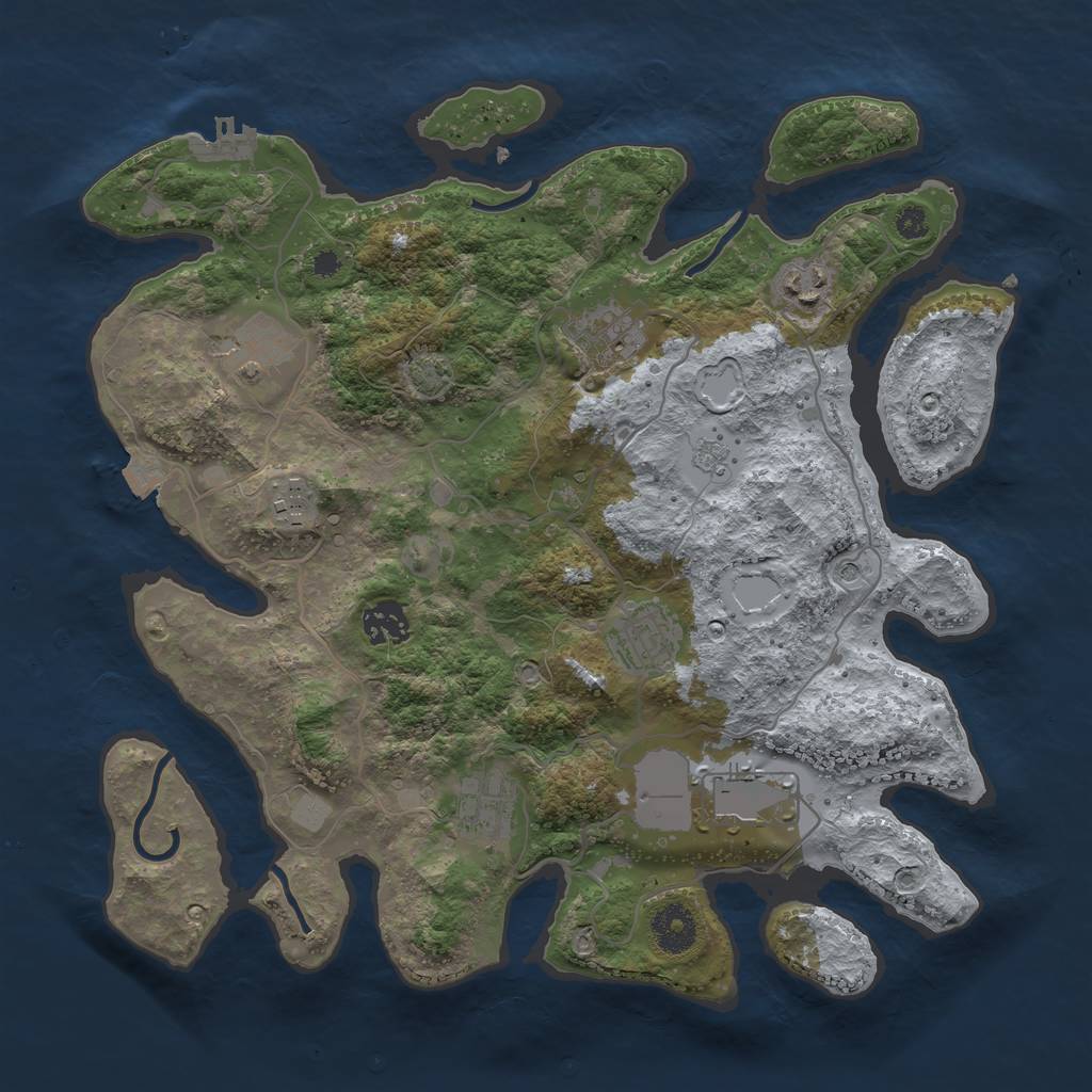 Rust Map: Procedural Map, Size: 3500, Seed: 924790443, 15 Monuments