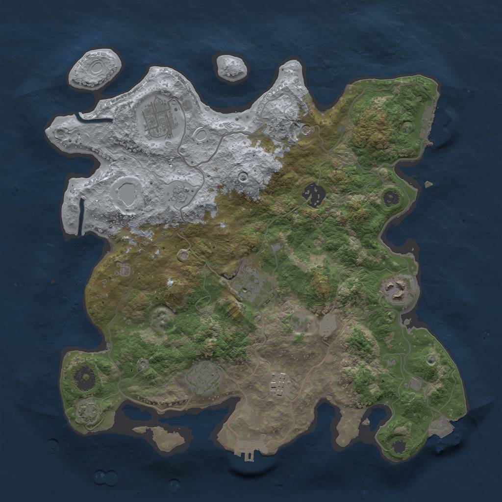 Rust Map: Procedural Map, Size: 3300, Seed: 166829906, 14 Monuments