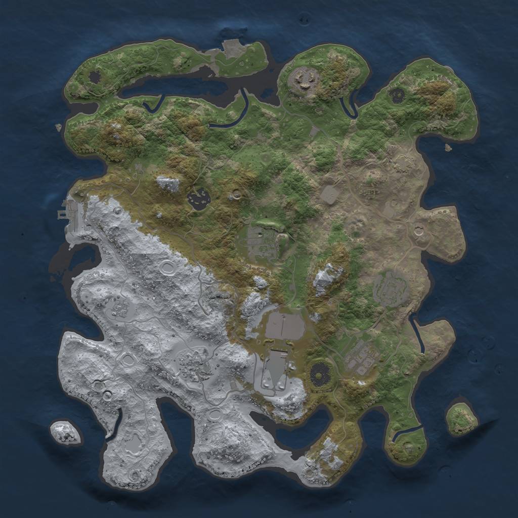 Rust Map: Procedural Map, Size: 3500, Seed: 2033424685, 14 Monuments