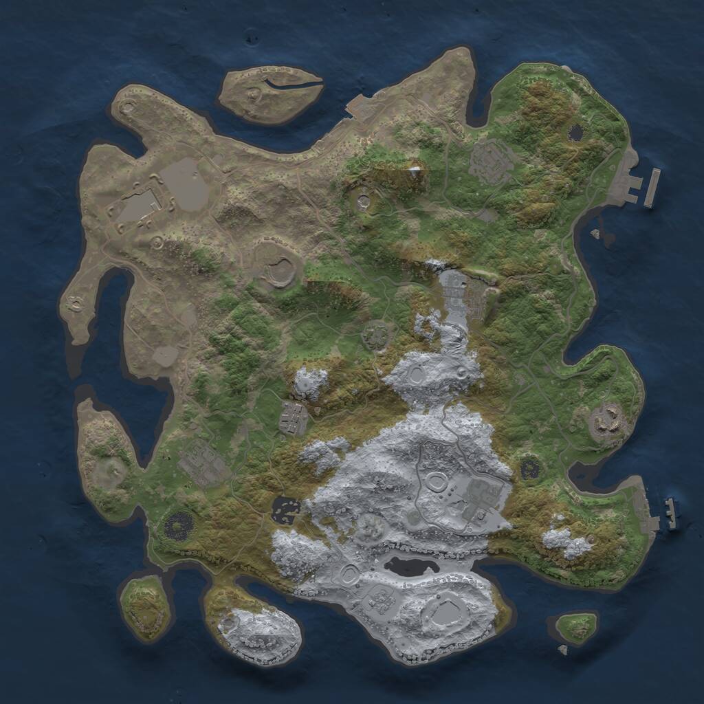 Rust Map: Procedural Map, Size: 3600, Seed: 1293987757, 15 Monuments