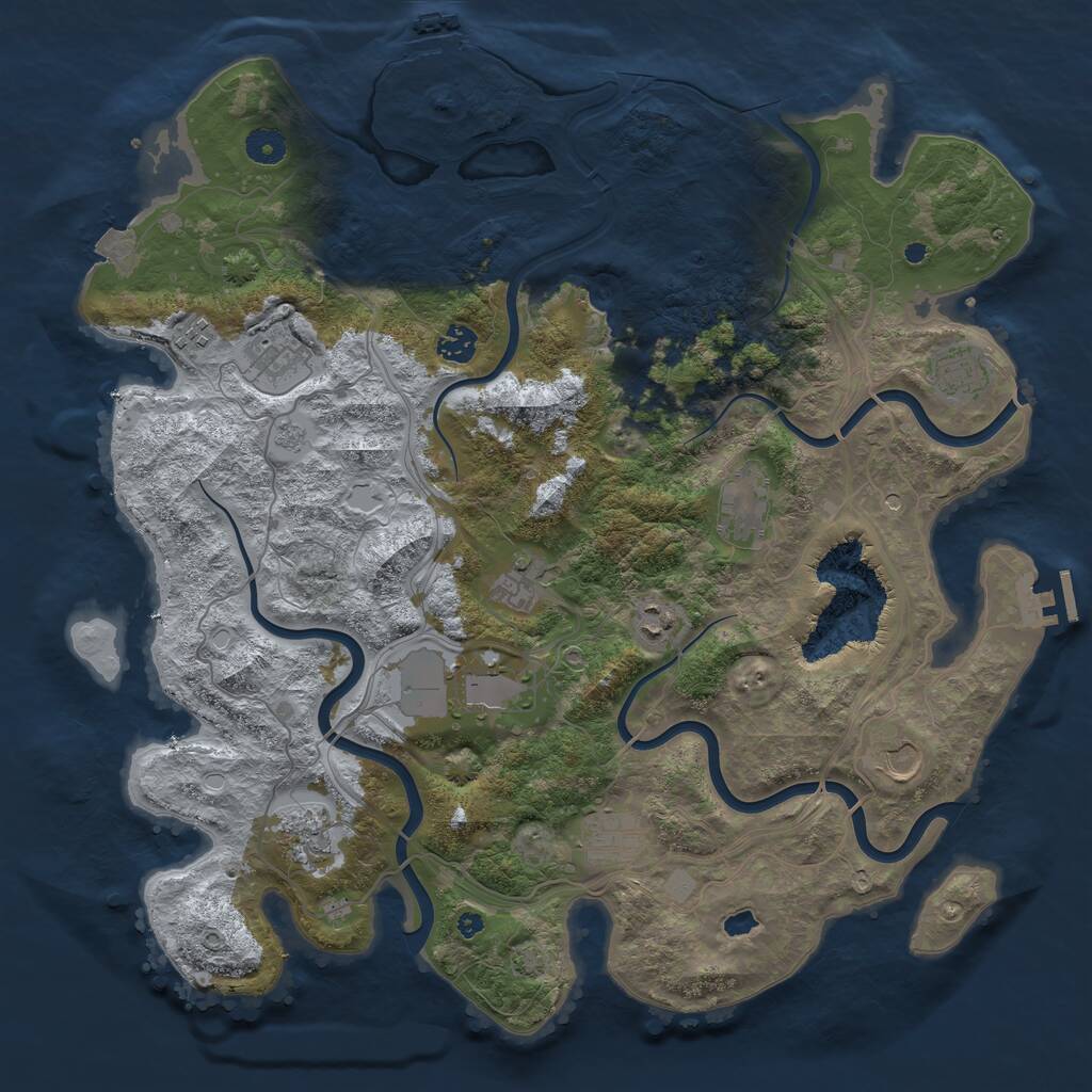 Rust Map: Procedural Map, Size: 4250, Seed: 199554111, 17 Monuments