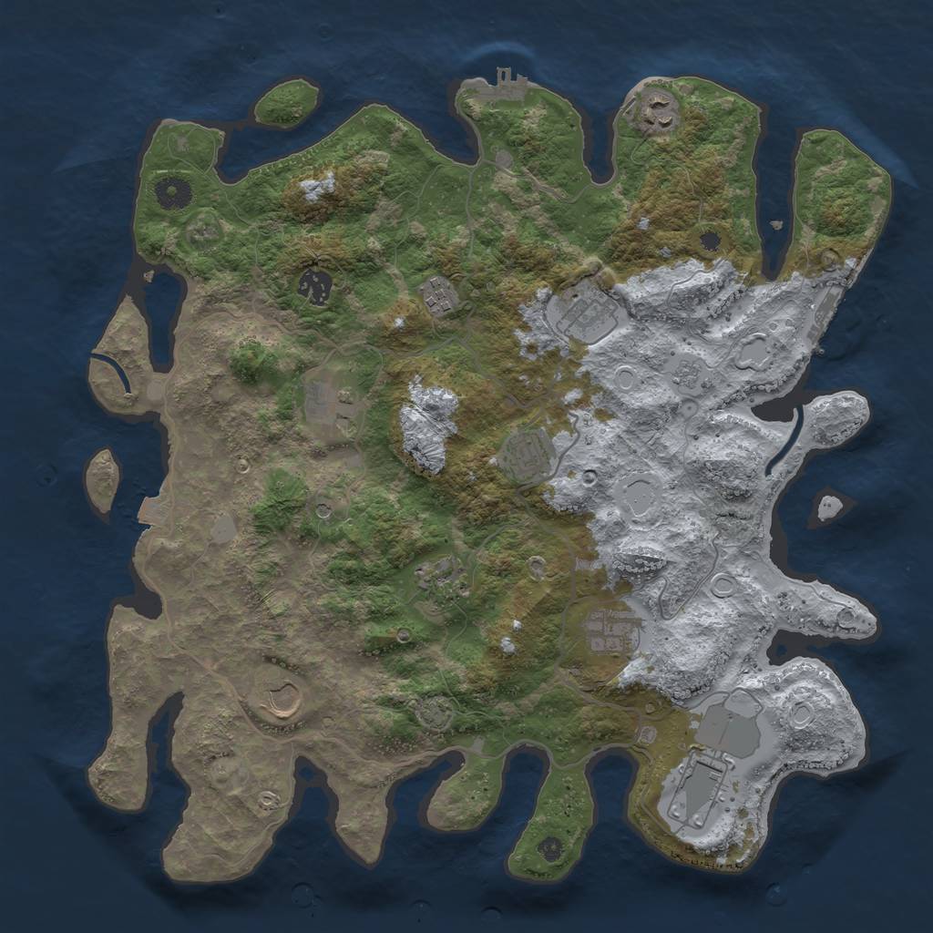 Rust Map: Procedural Map, Size: 4000, Seed: 740707664, 18 Monuments