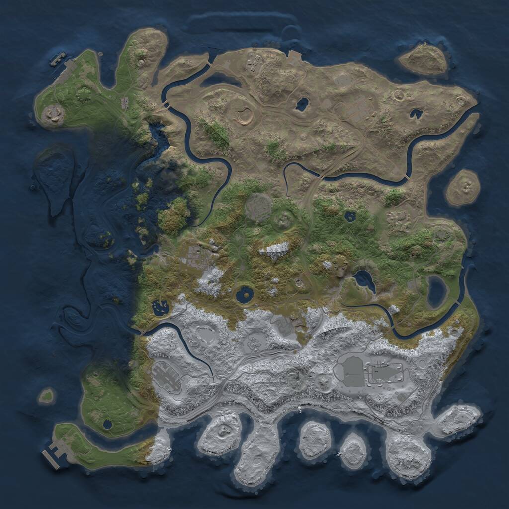 Rust Map: Procedural Map, Size: 4500, Seed: 830080827, 17 Monuments