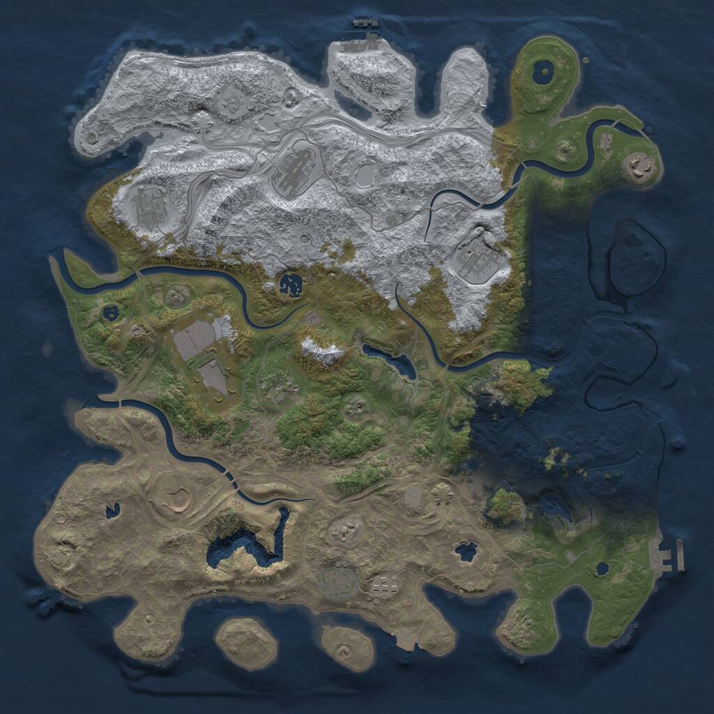 Rust Map: Procedural Map, Size: 4500, Seed: 2135237743, 17 Monuments