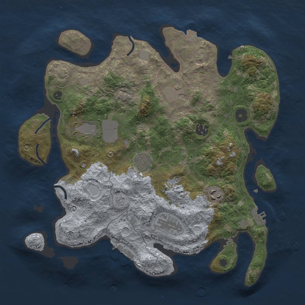 Rust Map: Procedural Map, Size: 3500, Seed: 998092, 14 Monuments