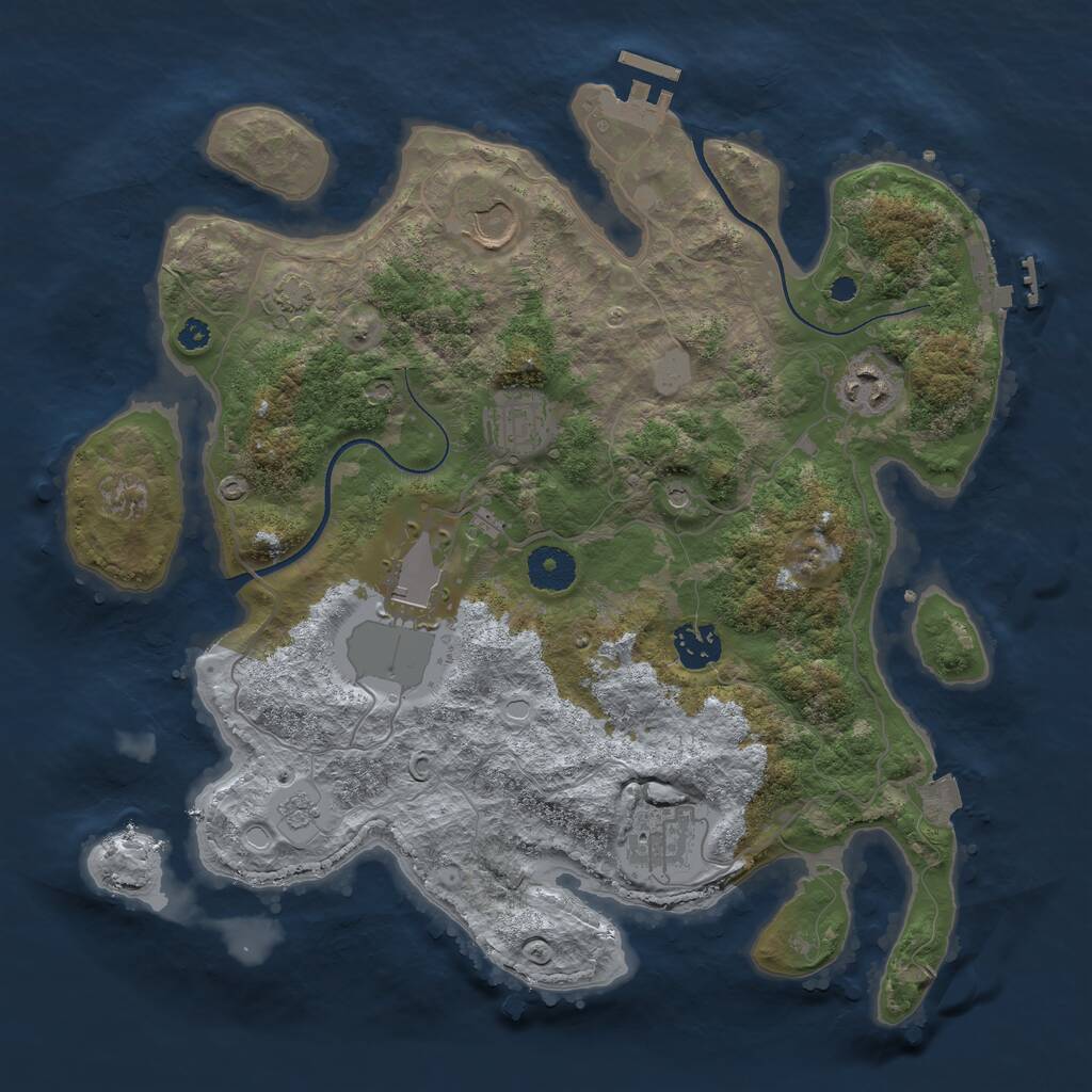 Rust Map: Procedural Map, Size: 3500, Seed: 998092, 12 Monuments