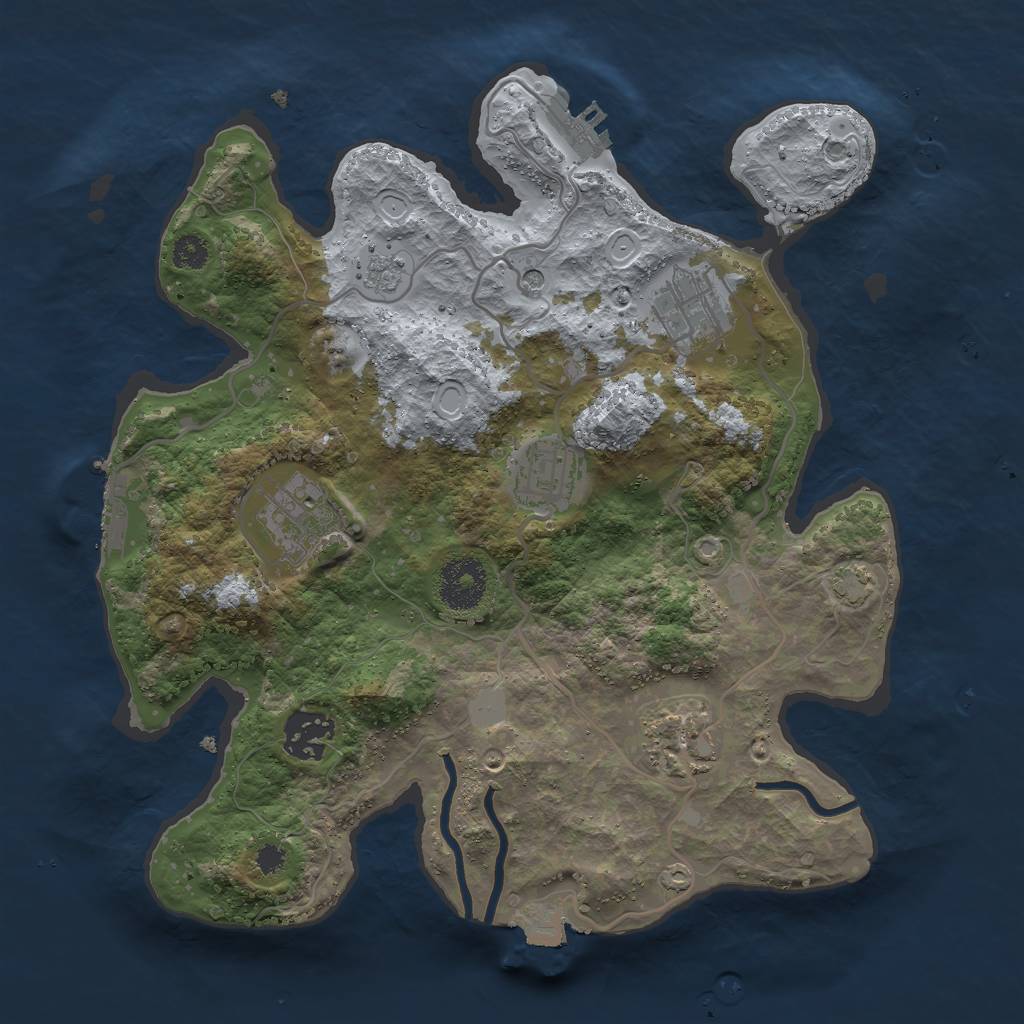 Rust Map: Procedural Map, Size: 3000, Seed: 1082171412, 13 Monuments