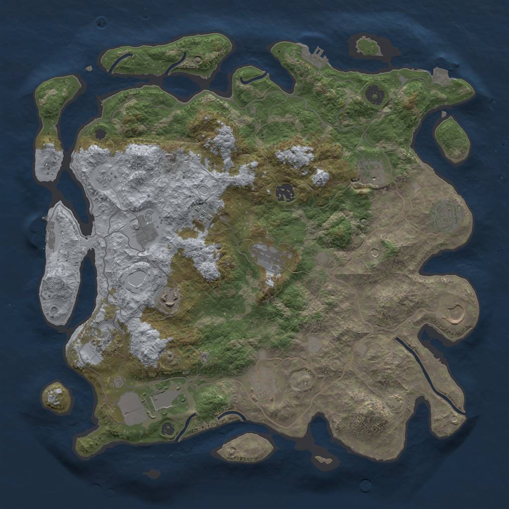 Rust Map: Procedural Map, Size: 4000, Seed: 2144459236, 19 Monuments