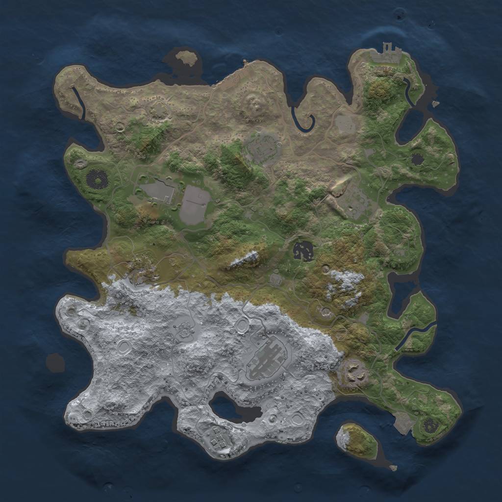Rust Map: Procedural Map, Size: 3500, Seed: 208196871, 16 Monuments