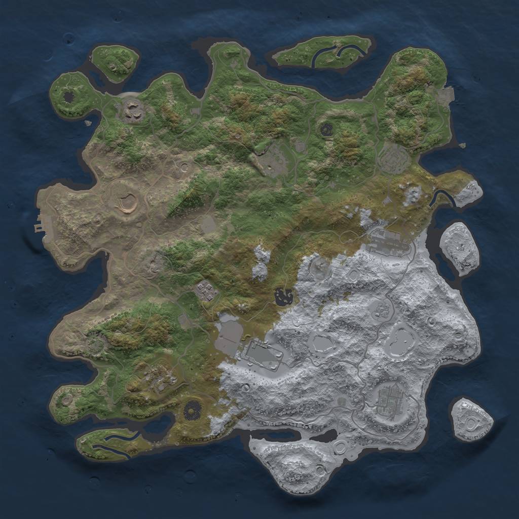 Rust Map: Procedural Map, Size: 4000, Seed: 487444, 17 Monuments