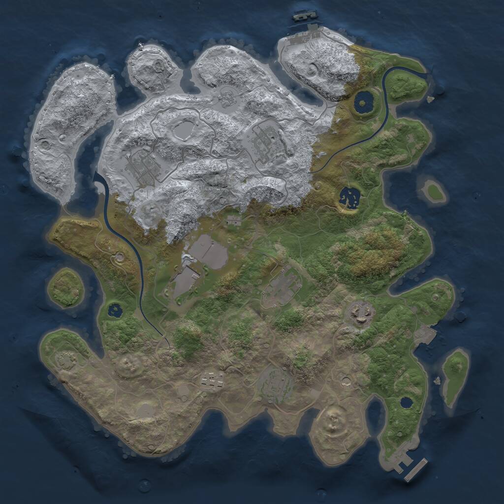 Rust Map: Procedural Map, Size: 3500, Seed: 1032557531, 14 Monuments