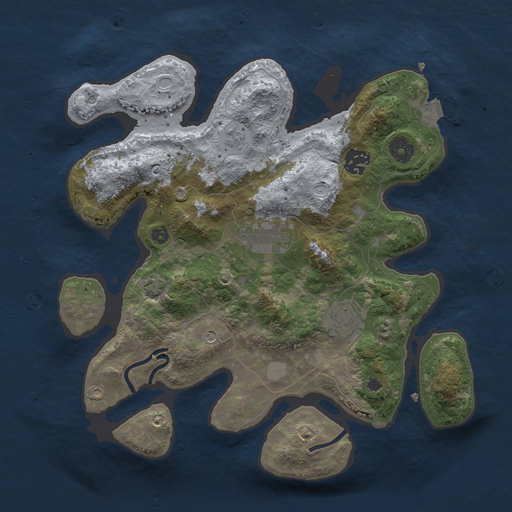 Rust Map: Procedural Map, Size: 3000, Seed: 773285734, 9 Monuments