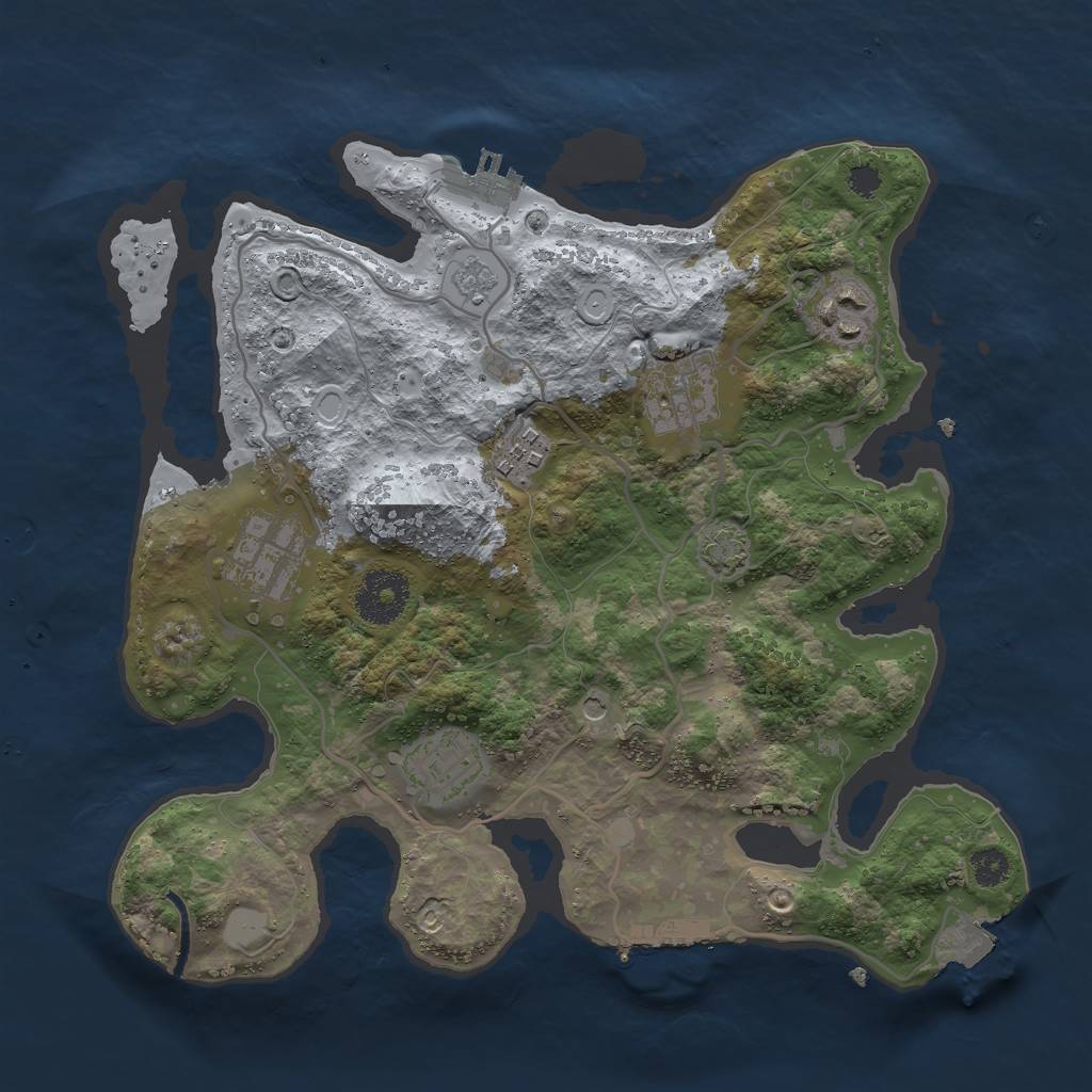 Rust Map: Procedural Map, Size: 3000, Seed: 1700620523, 13 Monuments