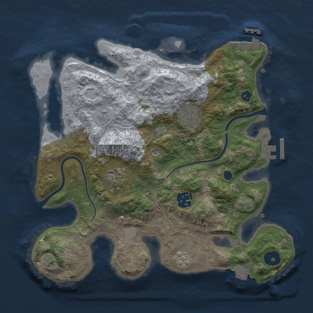 Rust Map: Procedural Map, Size: 3000, Seed: 1700620523, 10 Monuments