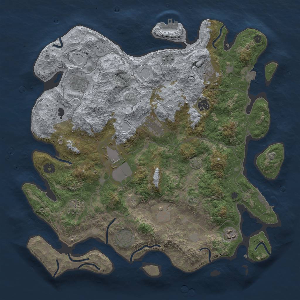 Rust Map: Procedural Map, Size: 4000, Seed: 174202024, 18 Monuments