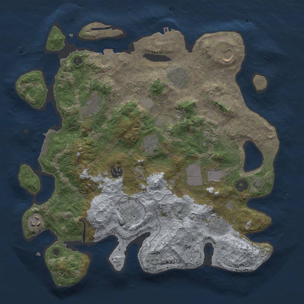 Rust Map: Procedural Map, Size: 3700, Seed: 50038664, 19 Monuments