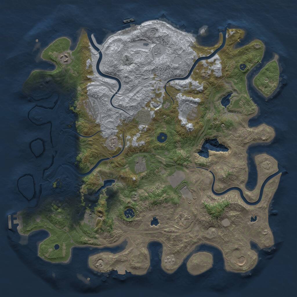 Rust Map: Procedural Map, Size: 4500, Seed: 442970109, 17 Monuments