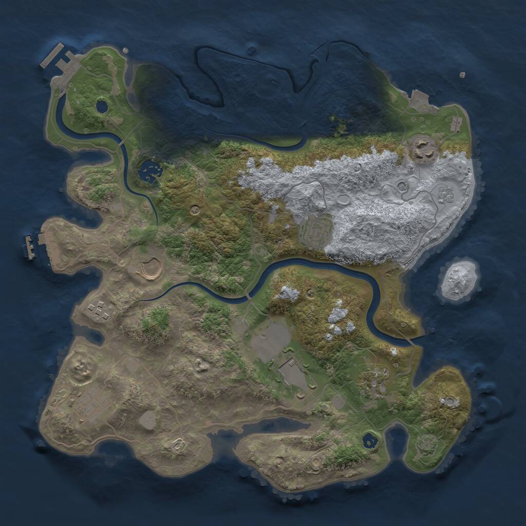 Rust Map: Procedural Map, Size: 3500, Seed: 1160098816, 14 Monuments