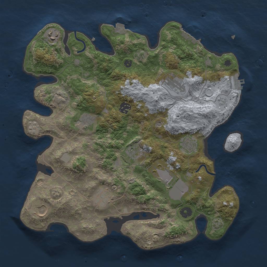 Rust Map: Procedural Map, Size: 3500, Seed: 1160098816, 18 Monuments