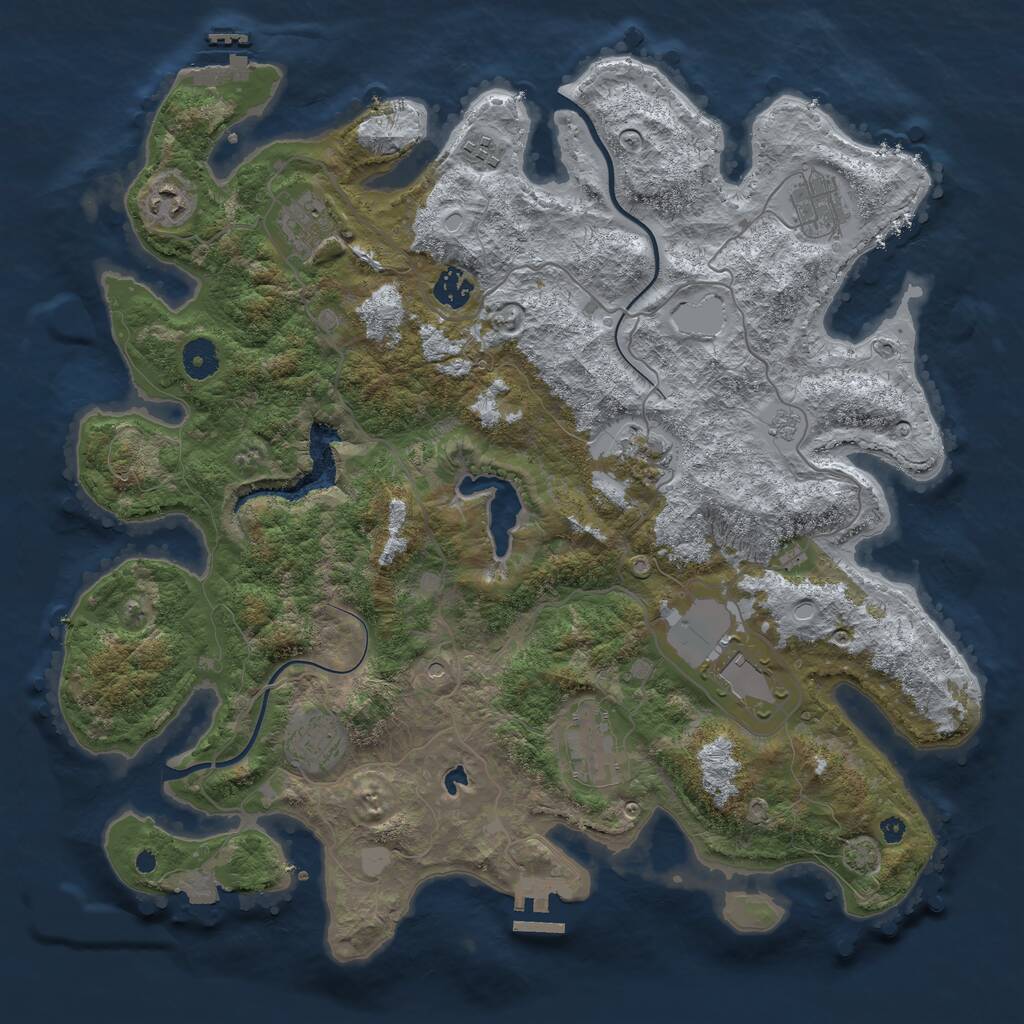Rust Map: Procedural Map, Size: 4000, Seed: 545309193, 15 Monuments
