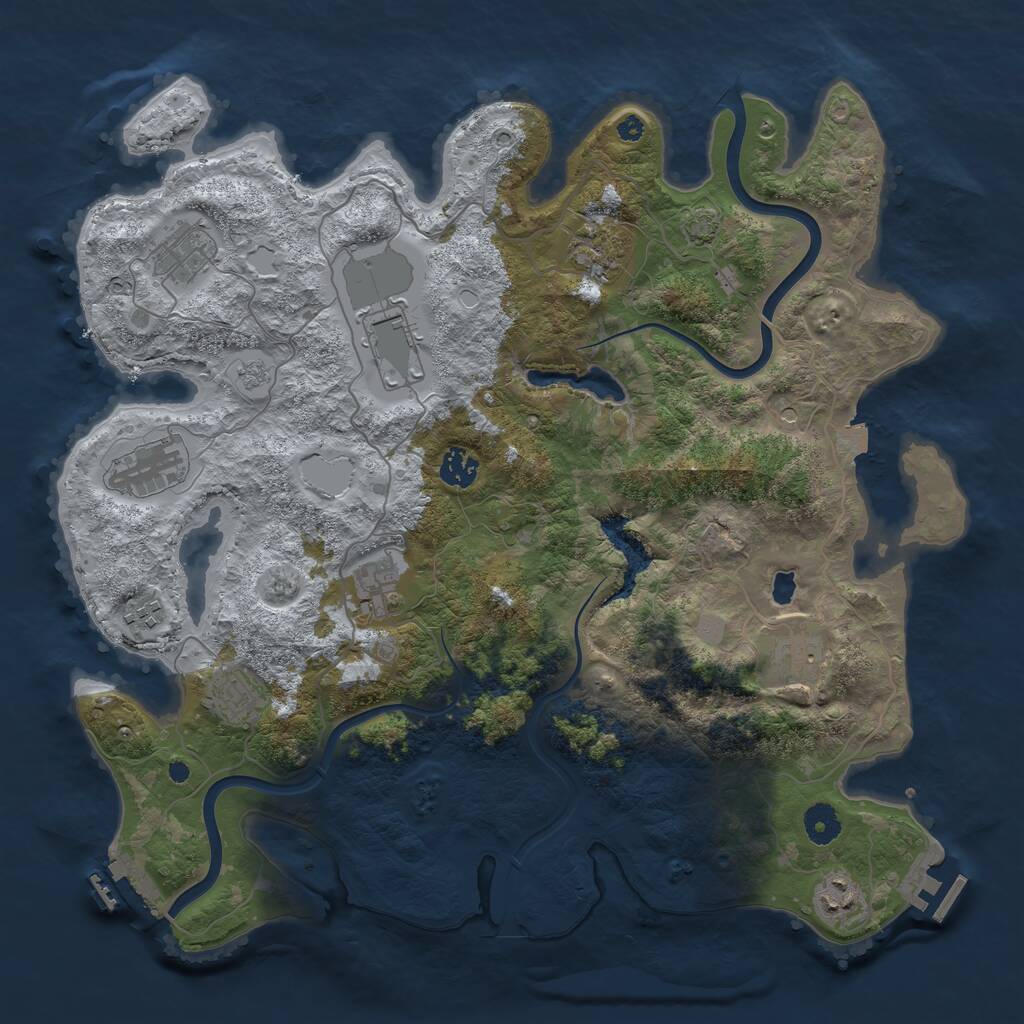 Rust Map: Procedural Map, Size: 4000, Seed: 32263323, 16 Monuments