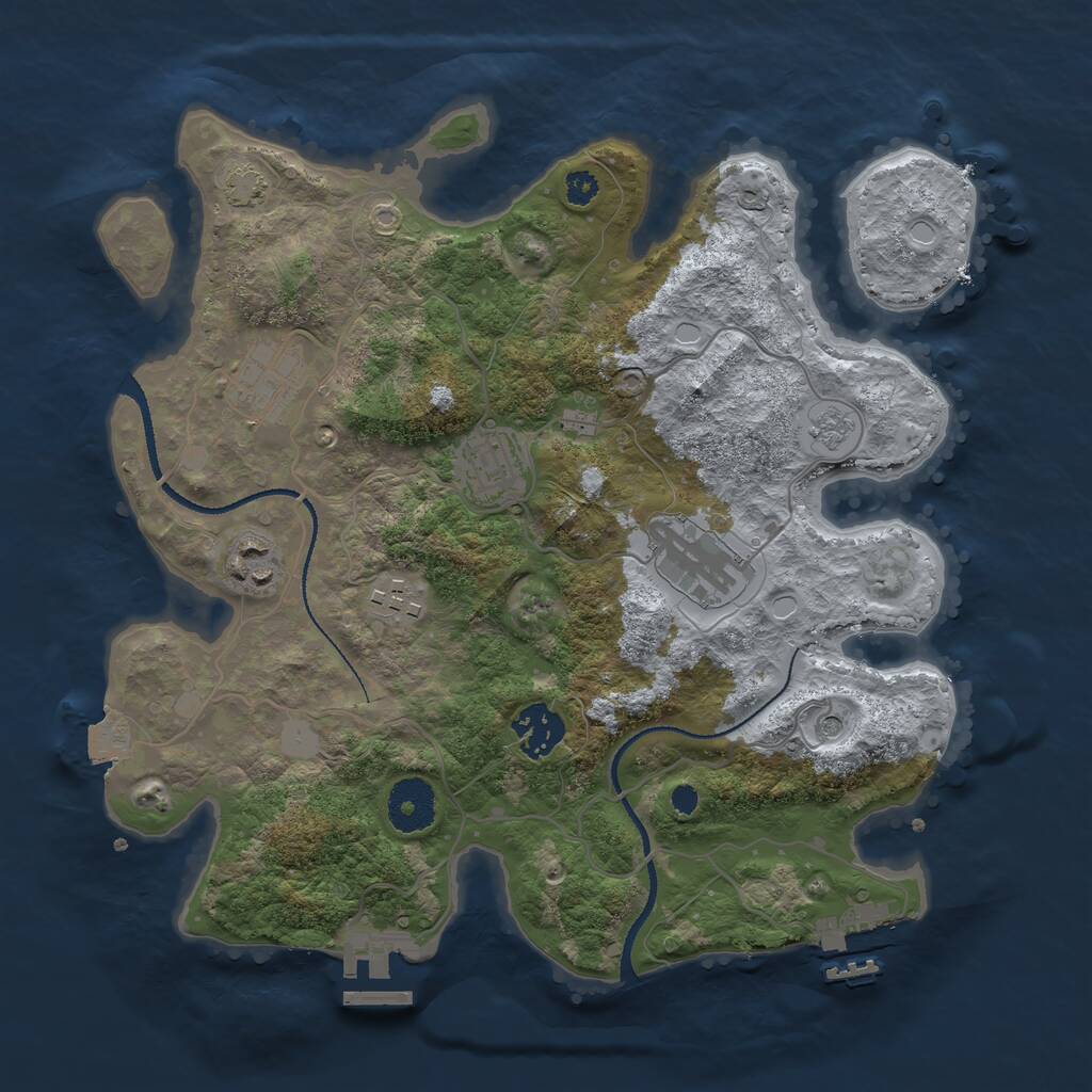 Rust Map: Procedural Map, Size: 3200, Seed: 96632905, 12 Monuments