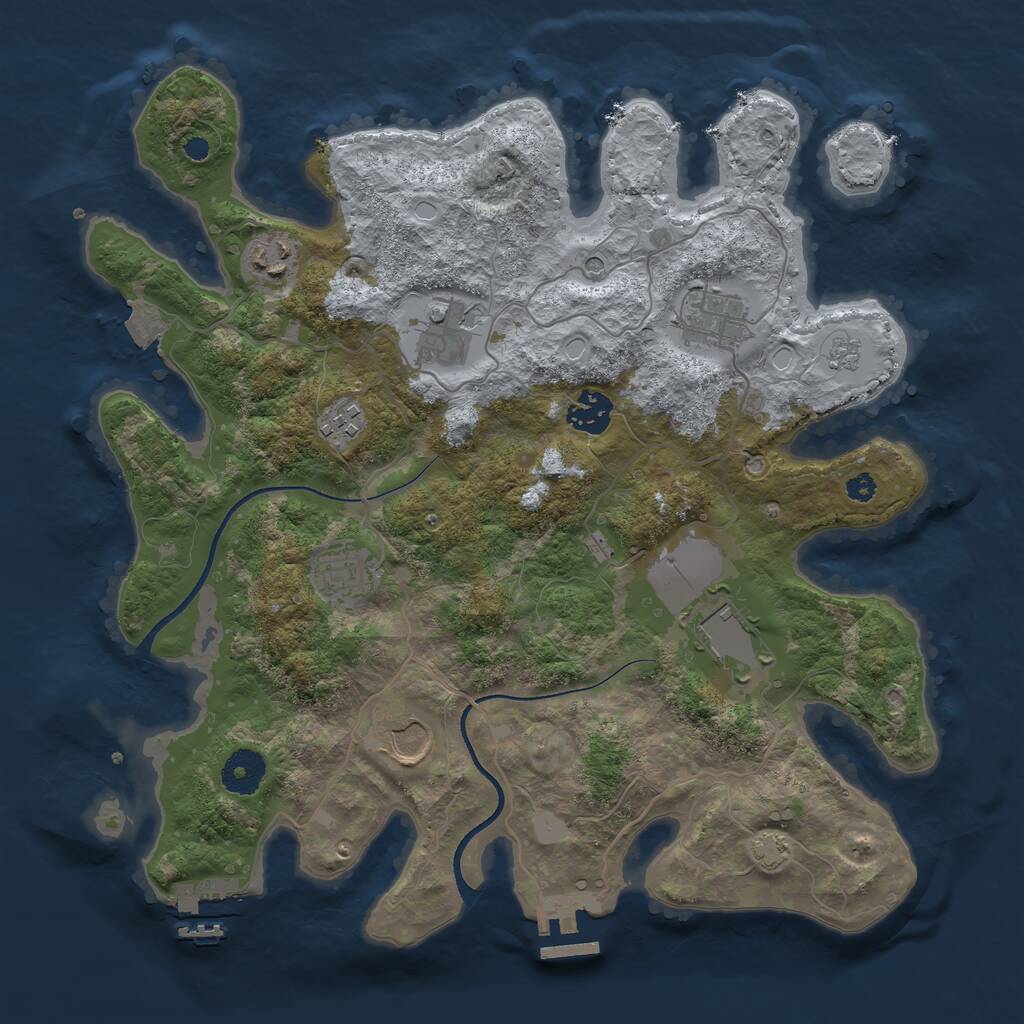 Rust Map: Procedural Map, Size: 3500, Seed: 307664680, 14 Monuments
