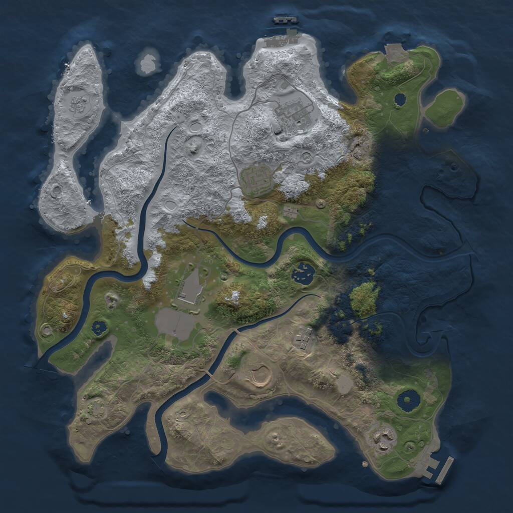 Rust Map: Procedural Map, Size: 3500, Seed: 1334345456, 13 Monuments