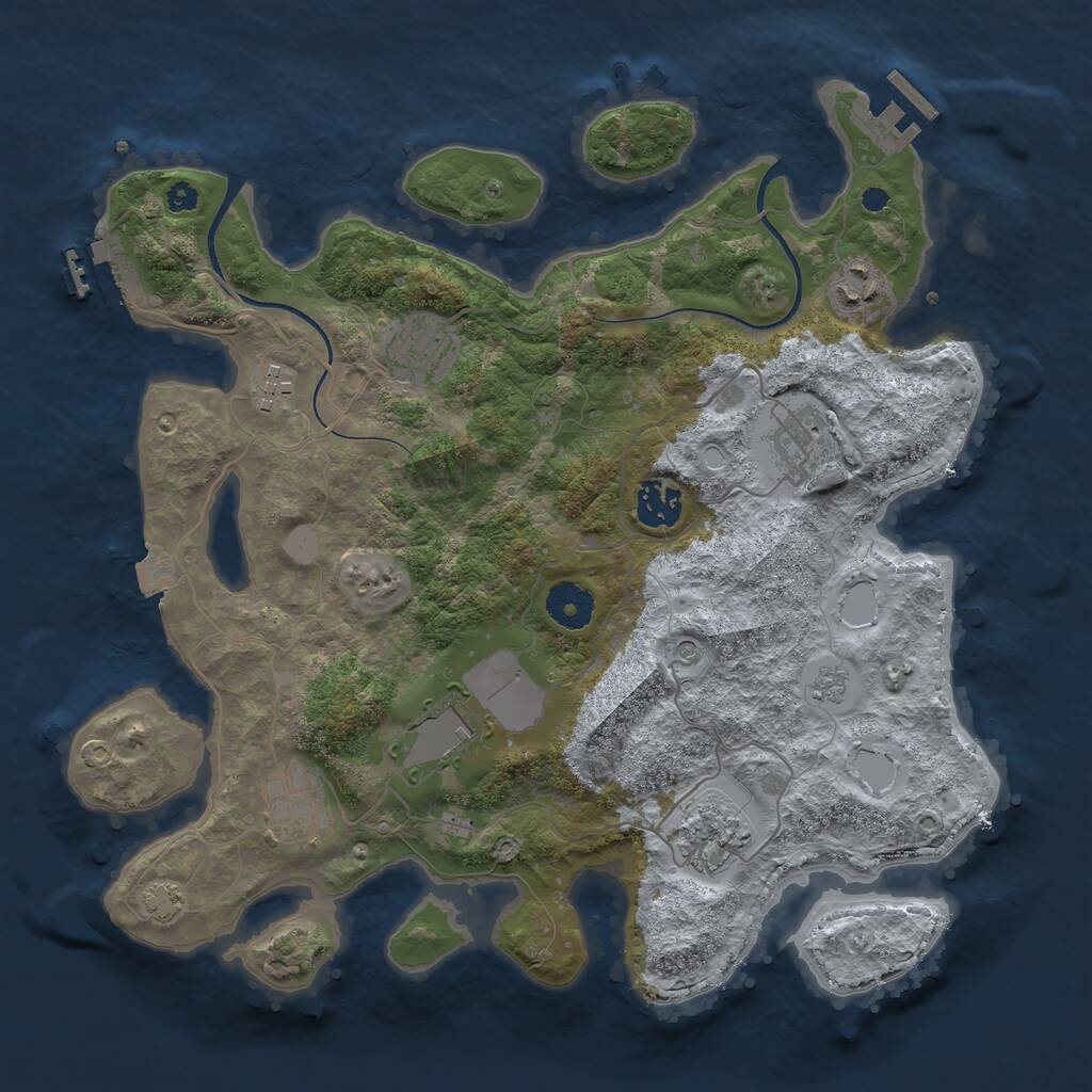 Rust Map: Procedural Map, Size: 3500, Seed: 736811990, 14 Monuments
