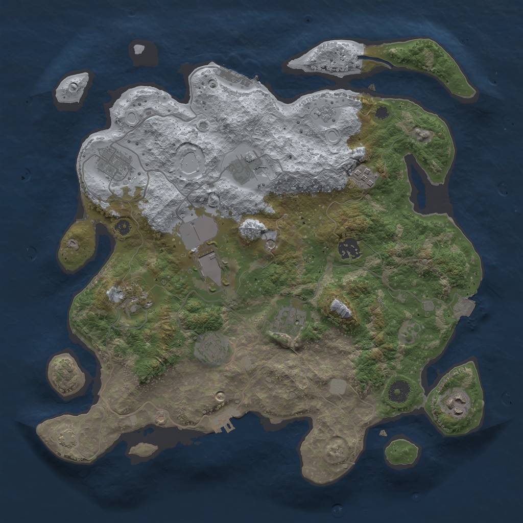 Rust Map: Procedural Map, Size: 3600, Seed: 21741, 17 Monuments