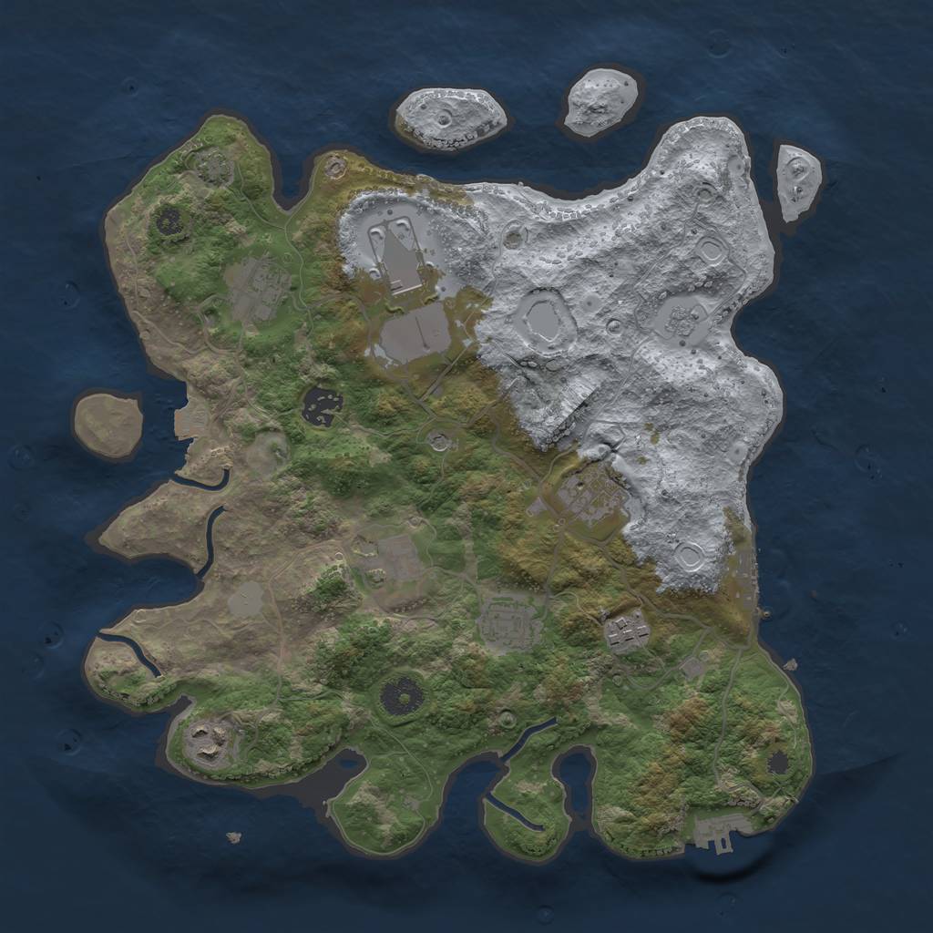 Rust Map: Procedural Map, Size: 3500, Seed: 47582795, 16 Monuments