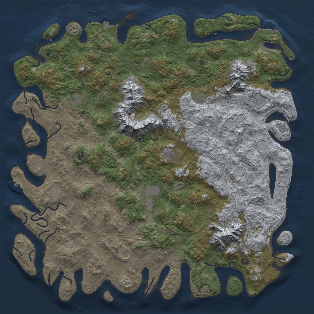Rust Map: Procedural Map, Size: 6000, Seed: 1742, 19 Monuments