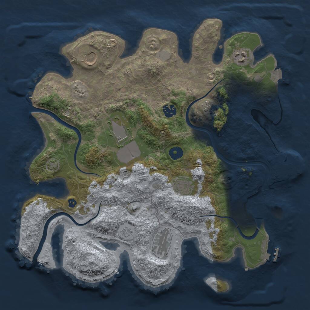 Rust Map: Procedural Map, Size: 3500, Seed: 7319931, 13 Monuments