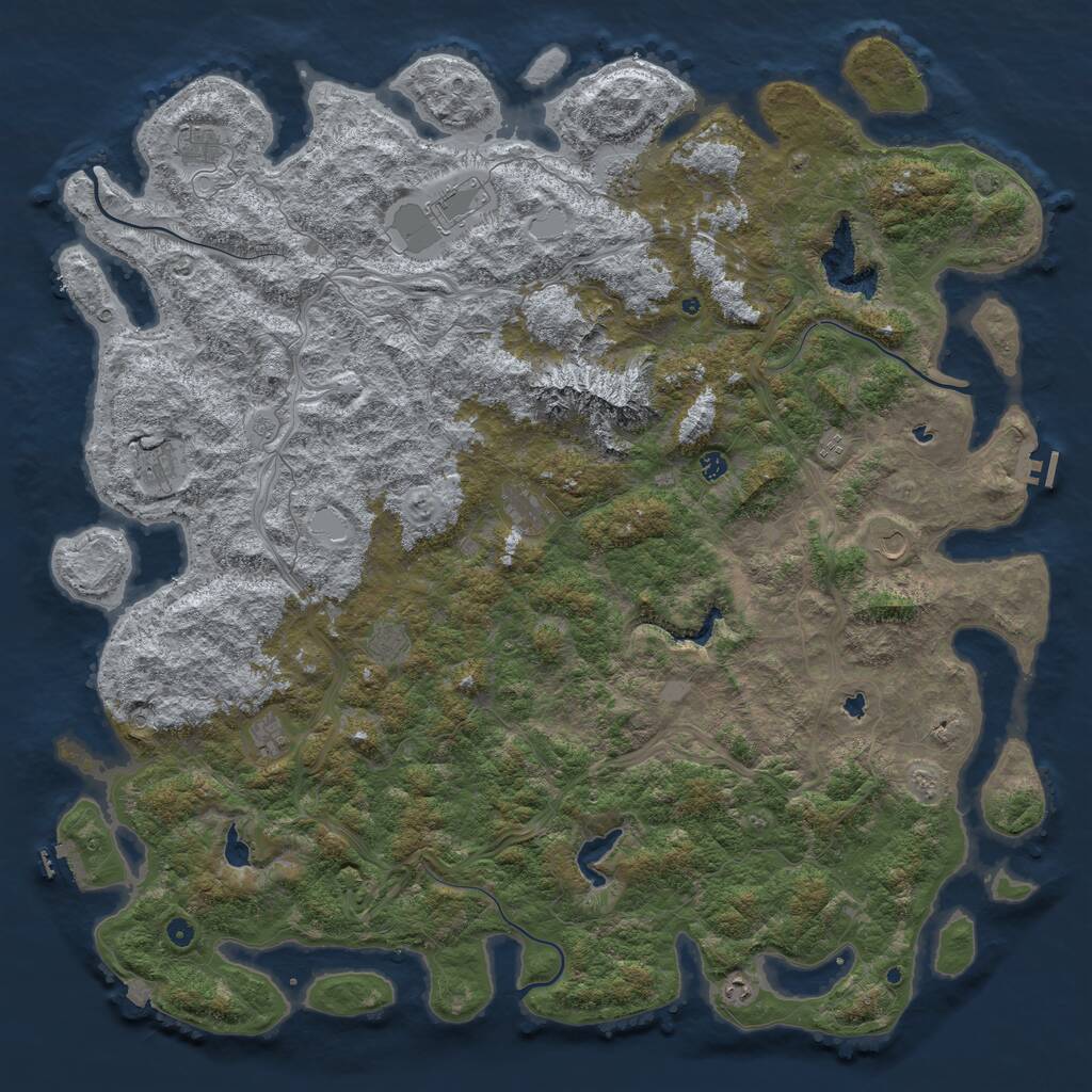Rust Map: Procedural Map, Size: 6000, Seed: 139916284, 17 Monuments